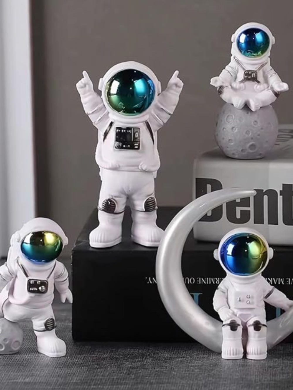 Space party decor! 4 Figurines  & Door banner  Excellent, like-new condition